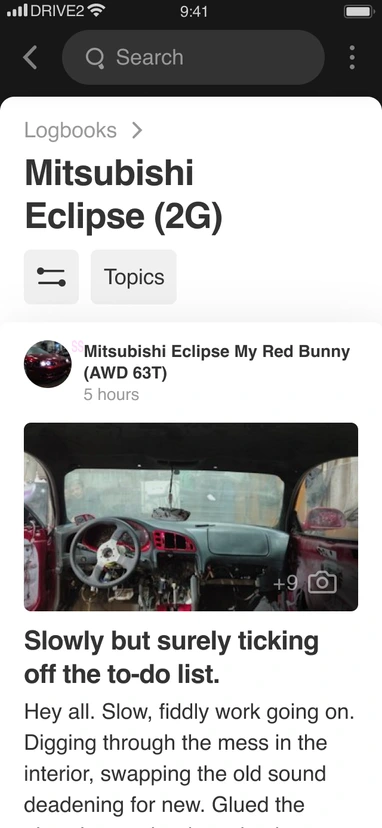 DRIVE2: a car journal on tablet